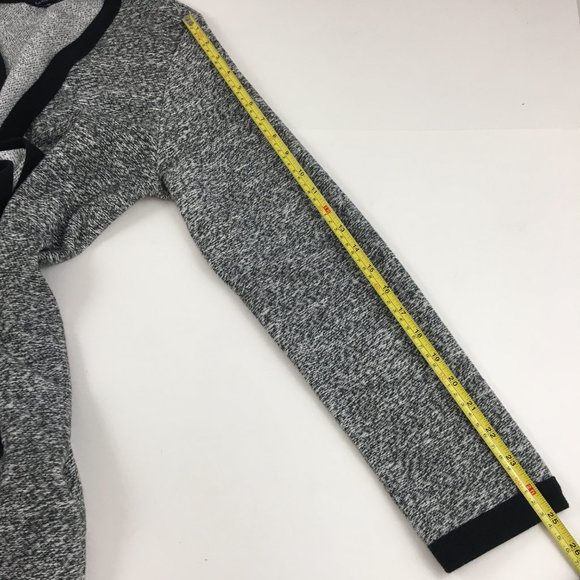 Lands' End Open Front Black & White Marled Cardigan Sweater - Picture 11 of 12